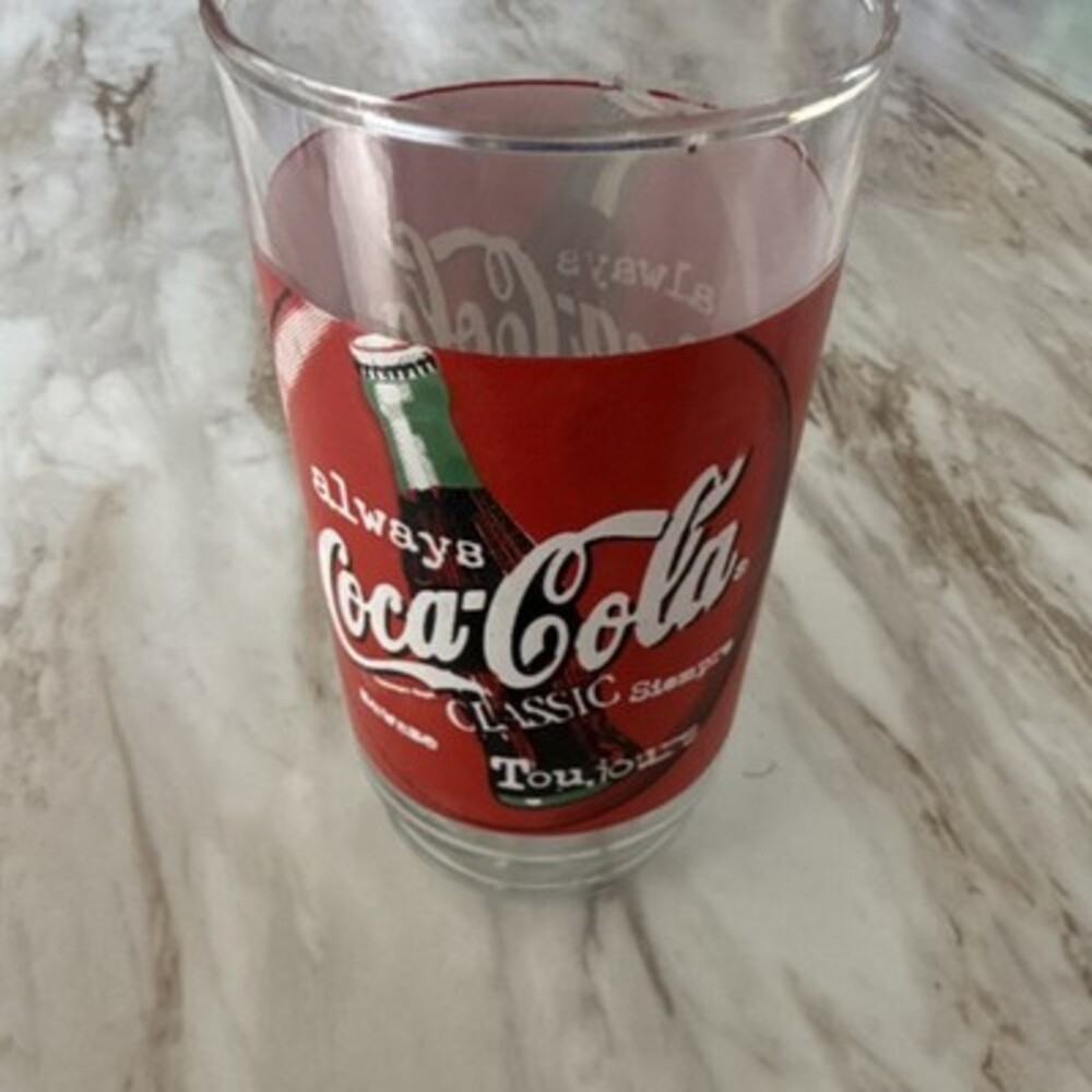 Coca-Cola Always Classic Soda Glass Tumbler Clear Red Wraparound Graphic